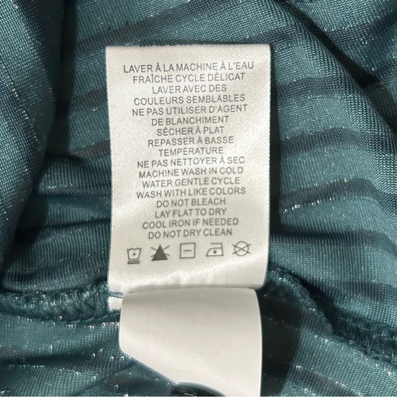 HOUSE of HARLOW  1960 Teal Velvet Silver Metallic Button Up sz XS Burnout Stripe - Picture 9 of 9